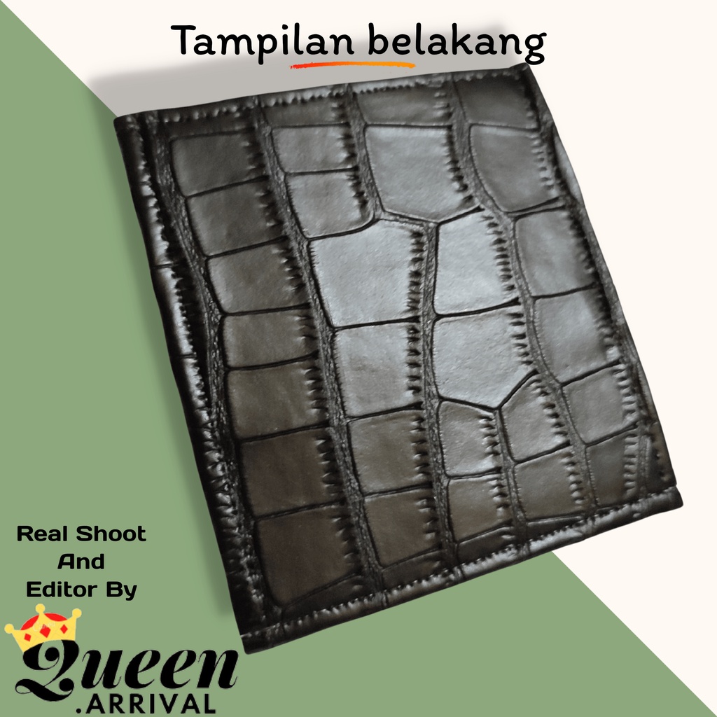 Card Wallet Dompet Kartu Pria Wanita 3 Slot Croco Black And Peach Simple Elegan Murah Terbaru Dompet Slot Kartu / Card Wallet 3 Slot