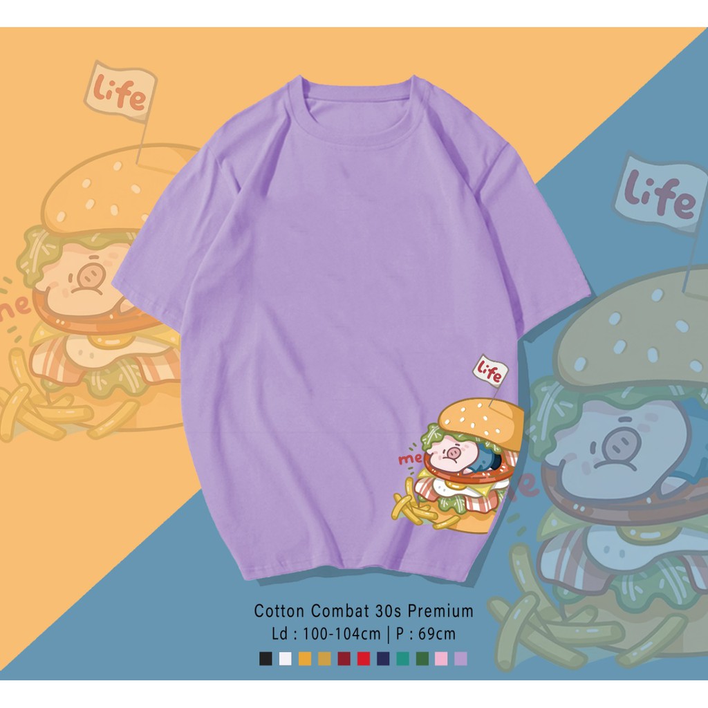 HAMBURGER PIG / TERMURAH BAJU KAOS KATUN WANITA LENGAN PENDEK / TUMBLR TEE /  OVERSIZE