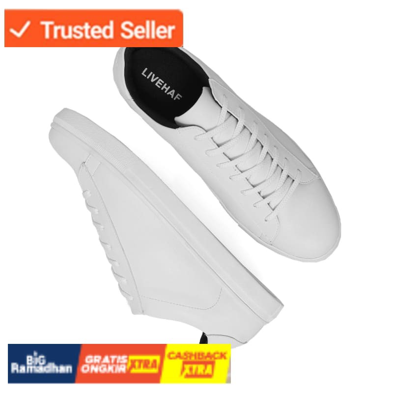 SNEAKERS COWOK HITAM BIRU MISTY  LIVEHAF - Opti Sneakers All White