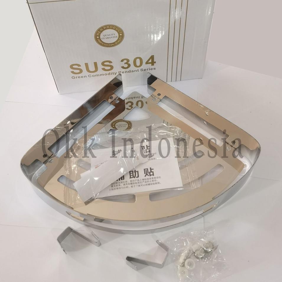 ♔ OKK Rak Sudut Gantung Kamar Mandi / Rak stainless kamar mandi - Rak Sudut Stainless Steel Dapur ◘