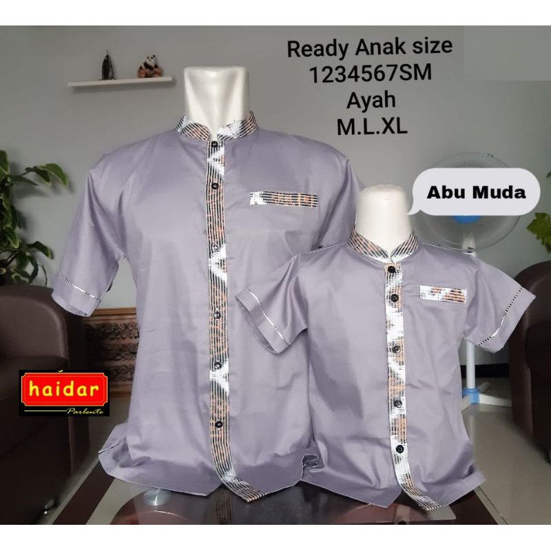 NEW BAJU KOKO COUPLE KEMBARAN AYAH dan ANAK ABU SILVER / KOKO KATUN
