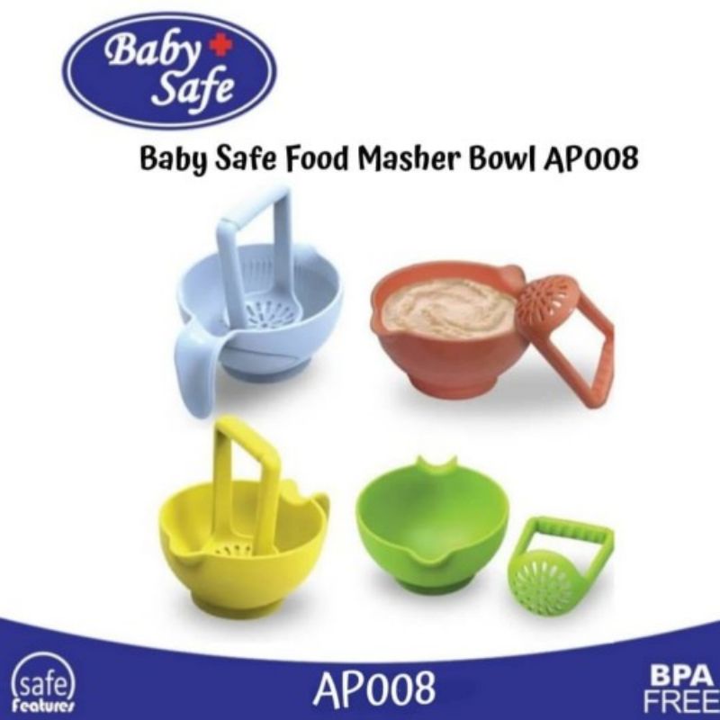 Baby Safe Food Masher Bowl AP008 - Babysafe Mangkong Pengahalus Makanan Bayi Mpasi