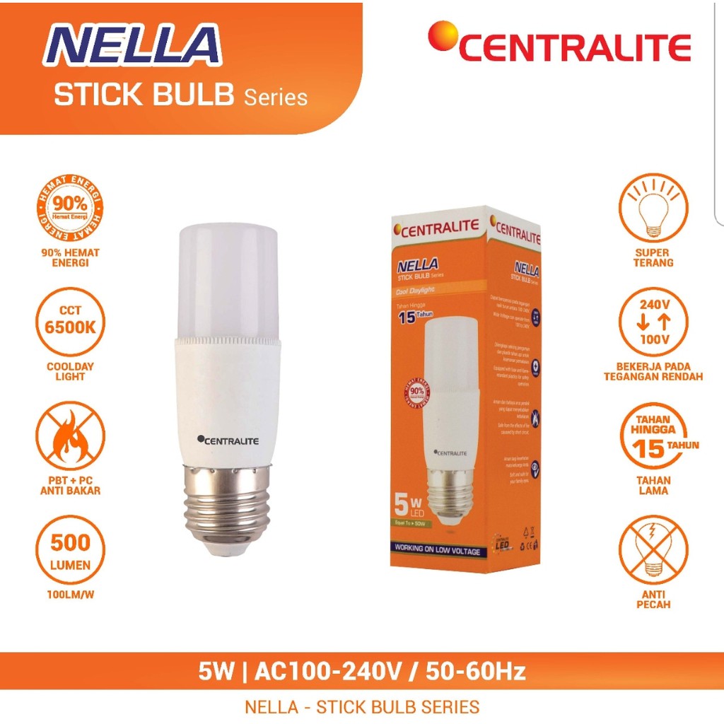 CTL Nella STICK 5W CD Putih / LAMPU LED STICK BULB 5W CTL Nella / BOHLAM CAHAYA Putih CD