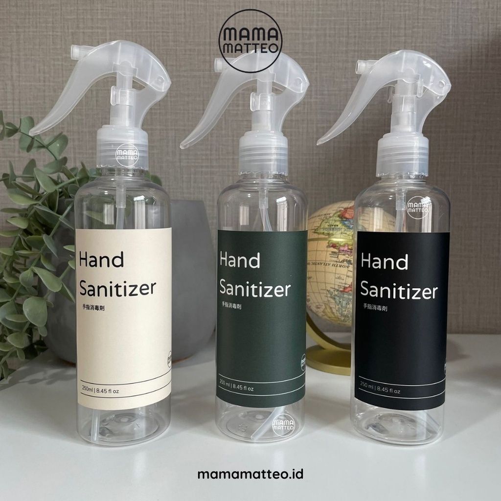 BOTOL SPRAY TRAVEL / plastik refill size bening kosong / hand sanitizer disinfektan 250ml