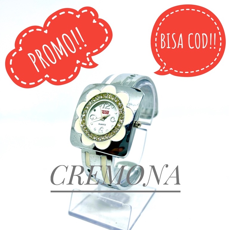 CREMONA Jam Tangan Import Murah Analog Model Gelang Wanita Motif Bunga Cewek