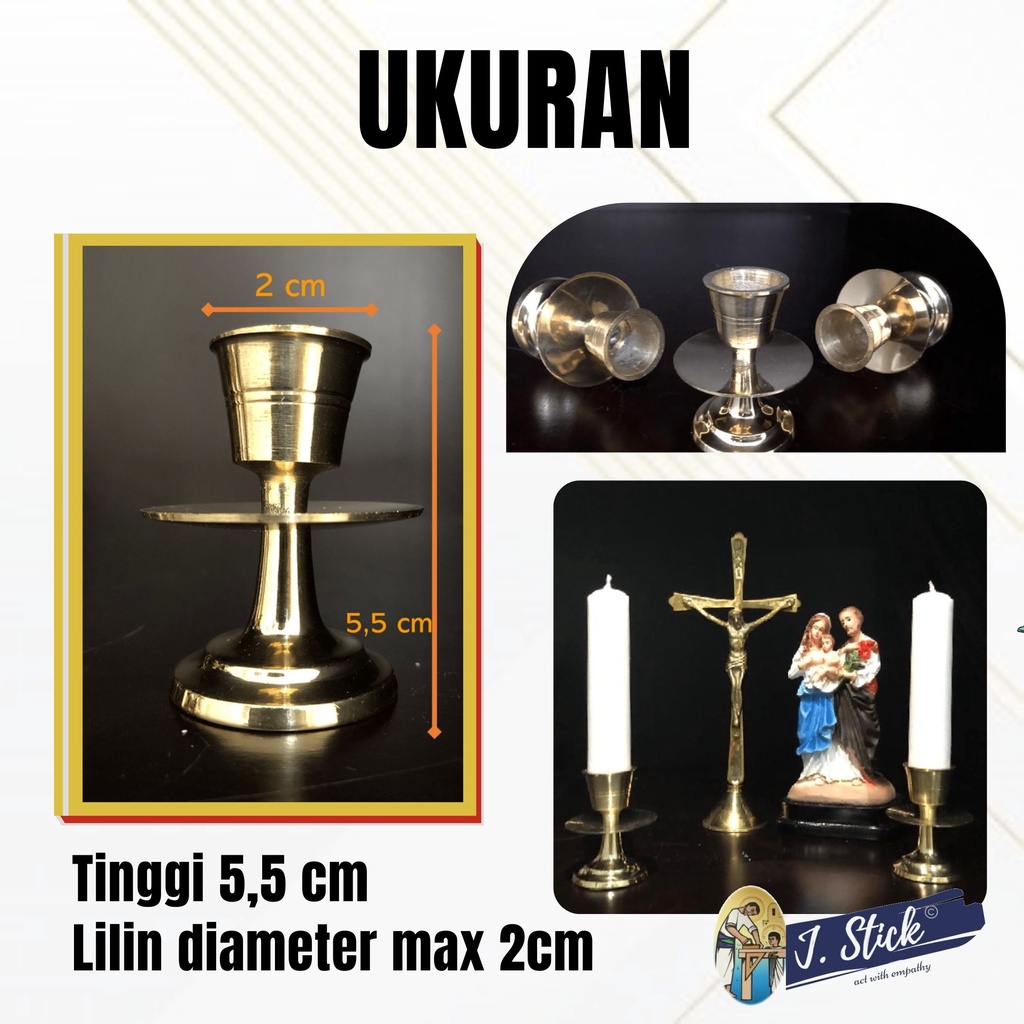 Tempat Lilin - Kuningan , lilin diameter 2 cm