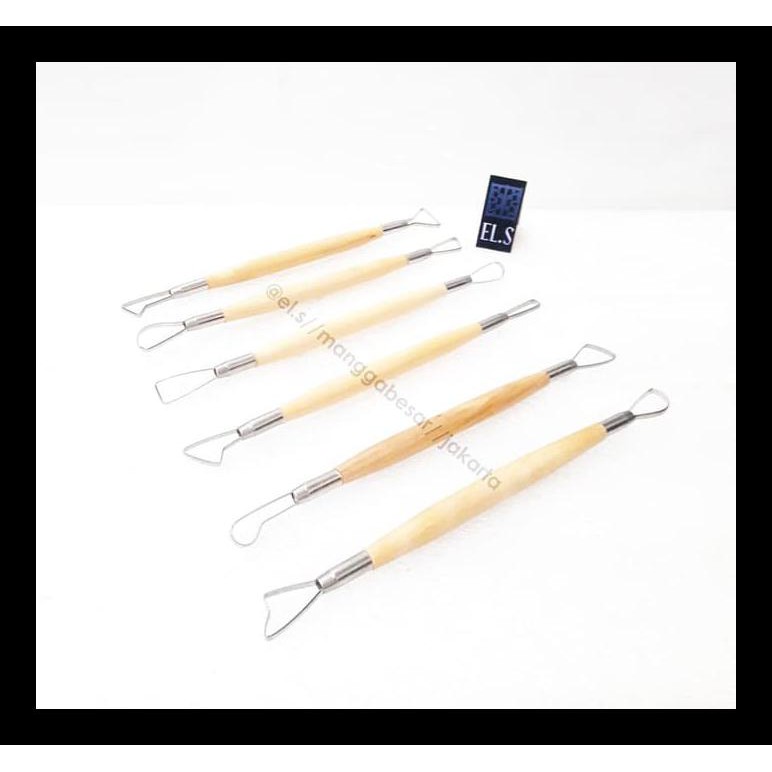 

BARU SCULPT WOODEN HANDLE STEEL FIT 6 PCS LOOP TOOLS SET PERALATAN MELUKIS MURAH