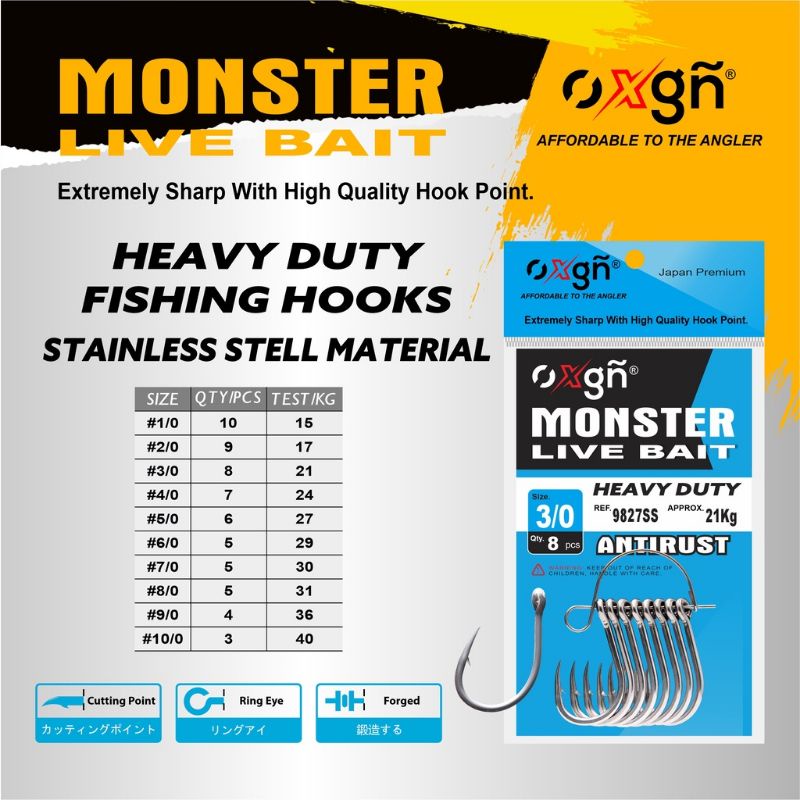 MATA PANCING HEAVY DUTY FISHING HOOKS STAINLESS STEEL OXGN MONSTER LIVE BAIT 9827SS