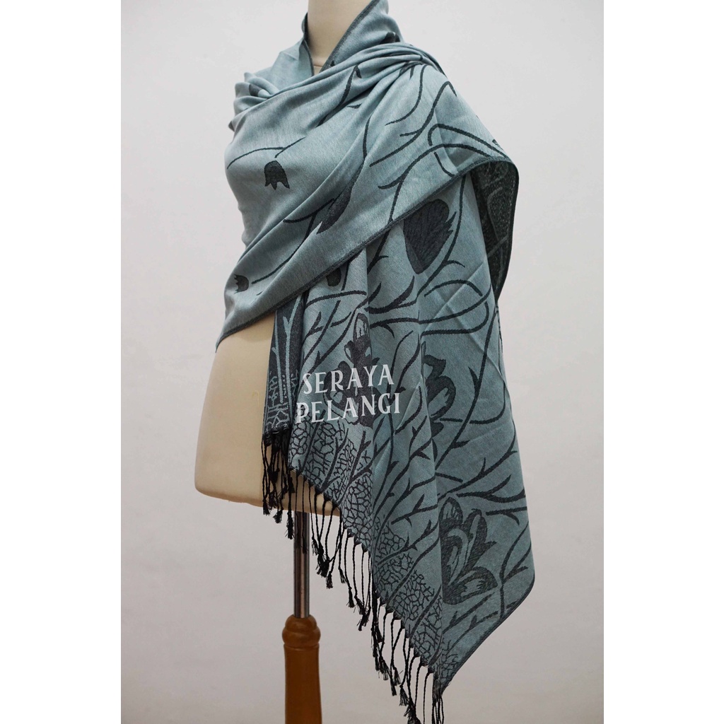 Pashmina Cashmere Motif Bunga 13 | Bunga Tulip | Kembang | Selendang | Scarf | Syal | Shawl | Pasmina Kashmir | Souvenir | Hadiah Ulang Tahun | Birthday Gift | Aksesoris Fashion Wanita | Import Quality | Grosir Murah | Luxury Scarf