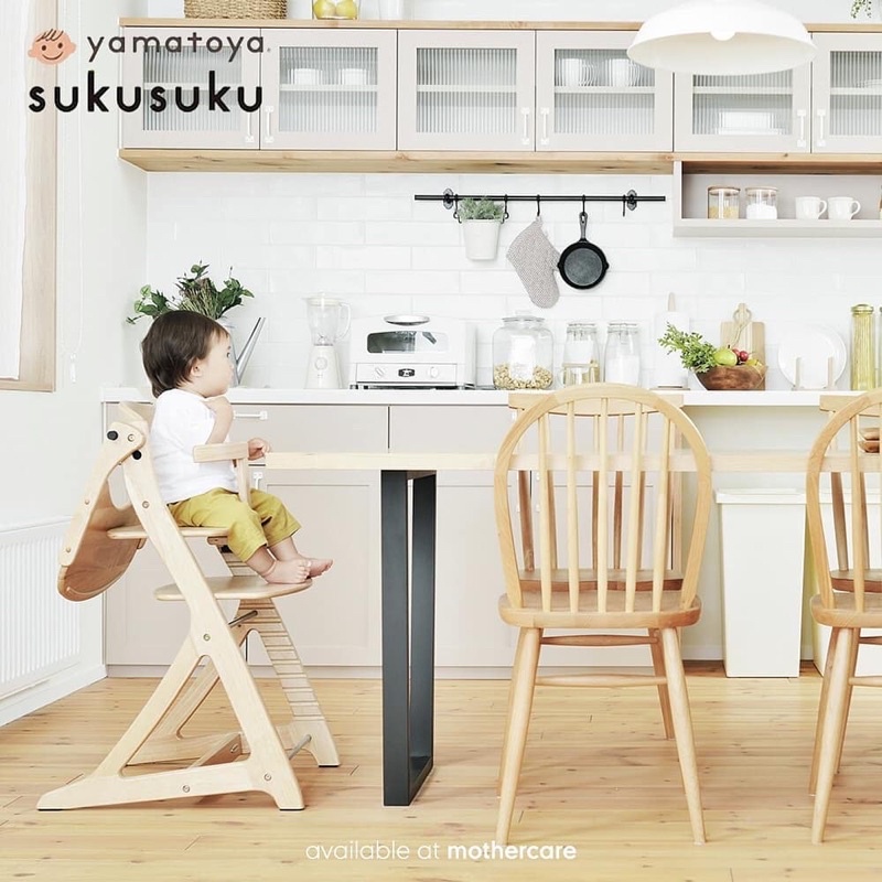 WOOD HIGH CHAIR YAMATOYA SUKUSUKU PLUS TABLE / KURSI MAKAN KAYU BABY BAYI ANAK DEWASA MAX BERAT 60 KG - ELEGAN PREMIUM