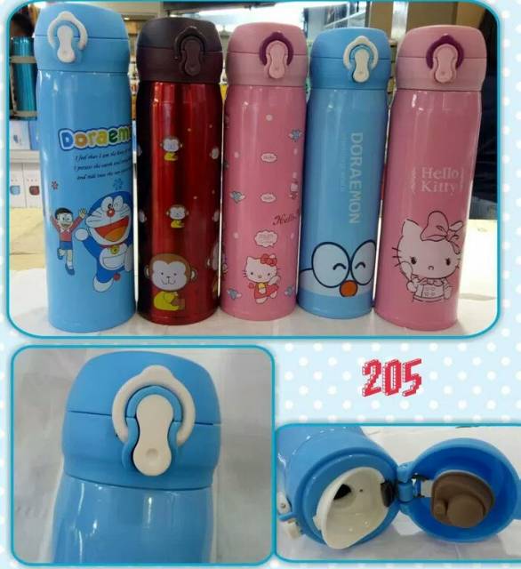 ( Medan ) HANAISO Thermos Kopi Lock 500ml - Termos Air Panas Stainless Steel - Pink Black