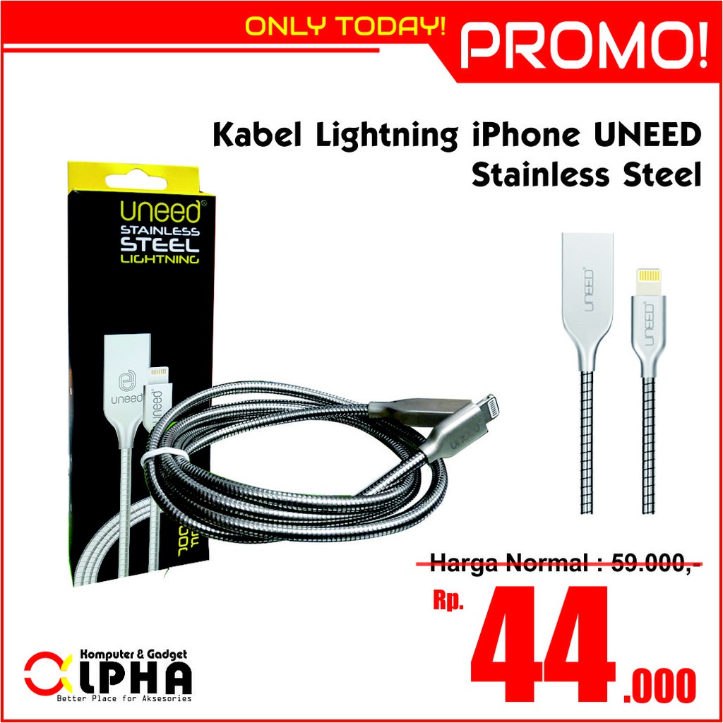 UNEED Kabel Lightning Stainless Steel Quick Charge - UCB12I