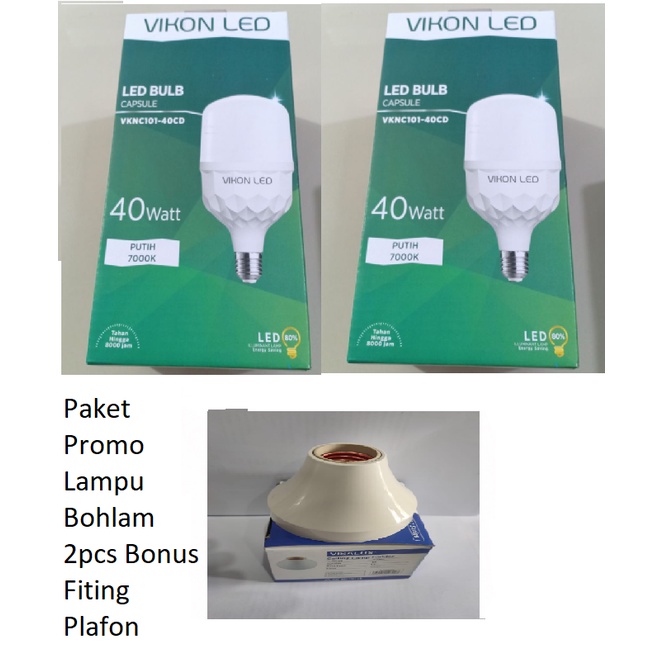 Promo Lampu Led Vikon 2pcs Bonus Fiting Plafon