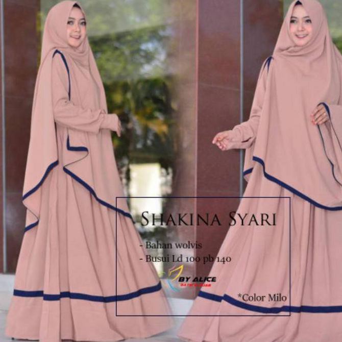 Baju Gamis Wanita Terbaru Shakina Set Syari Ori Alice Wolfis