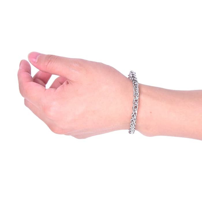 GELANG RANTAI PRIA TITANIUM SILVER PERAK COUPLE UNISEX PREMIUM ORI G66