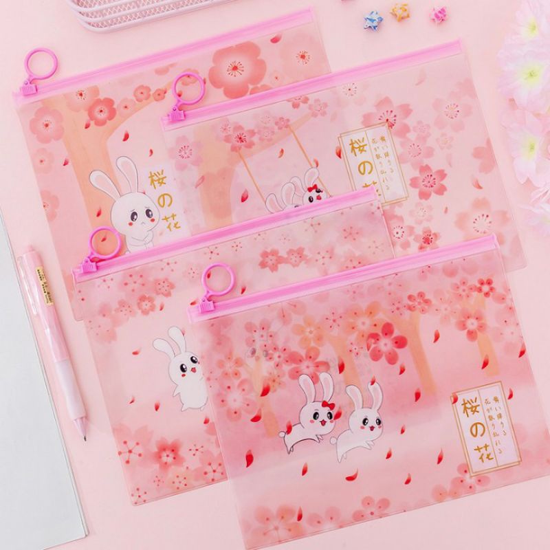 Pouch Transparan Motif Unicorn Pink Panther Rabbit Untuk Masker Kosmetik