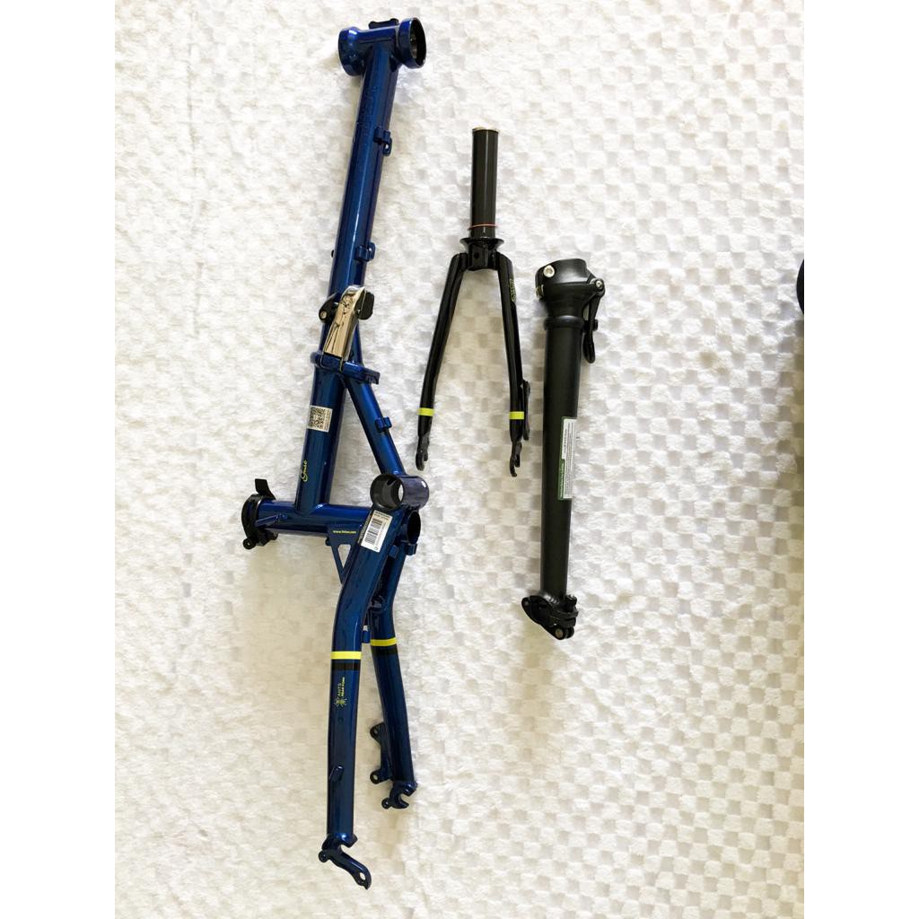 Frame Fork Fnhon Gust Biru &amp; HP Handle post Discbrake DB Disc brake Blue Saphire Sepeda Lipat Seli