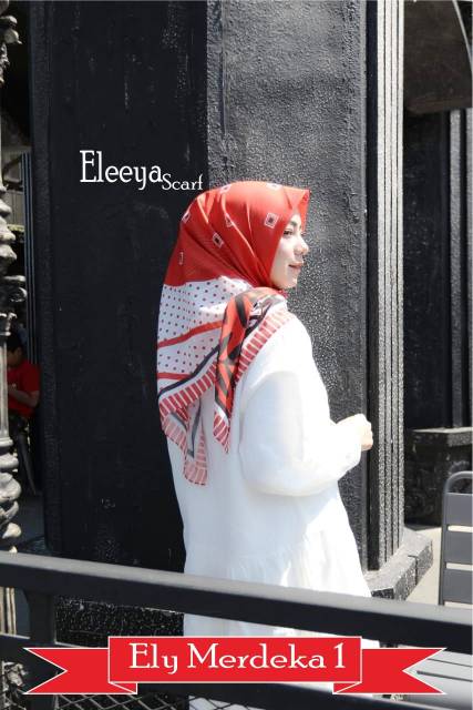 HIJAB SEGIEMPAT MERAH PUTIH || Eleeya scarf