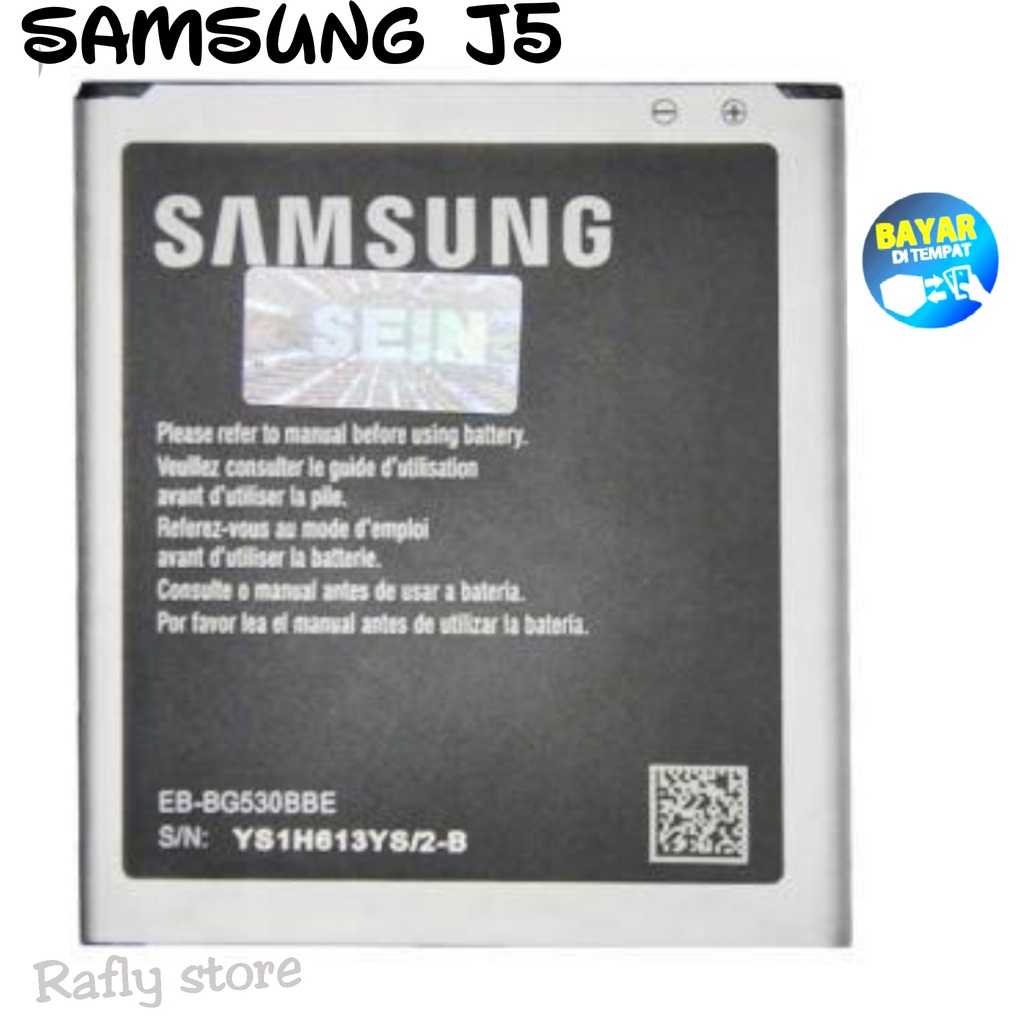 Batrai Samsung Galaxy J5 J500 J5 2015 (J500F) Baterai Handphone Batre Android Battery Batere Batt EB-BG530CBE 2600mAh Bisa Bayar Ditempat - Rafly