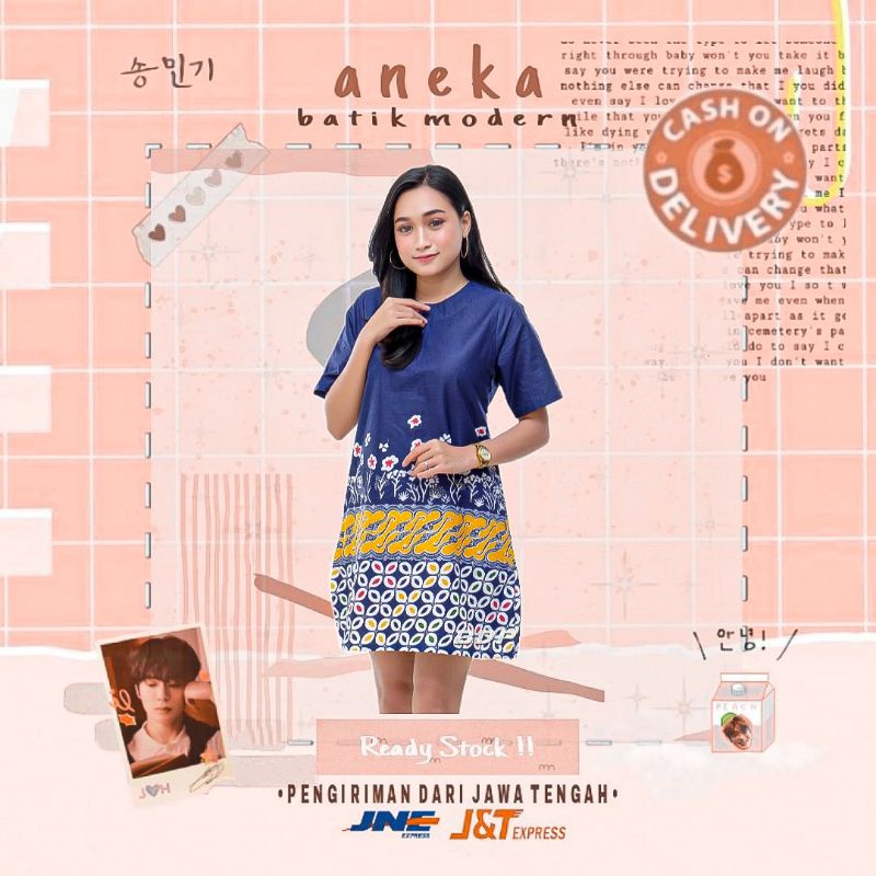 MINI MIDI DRESS BATIK SIMPLE ELEGAN HITAM BIRU DONGKER NAVY PENDEK KERJA KANTOR KONDANGAN PESTA