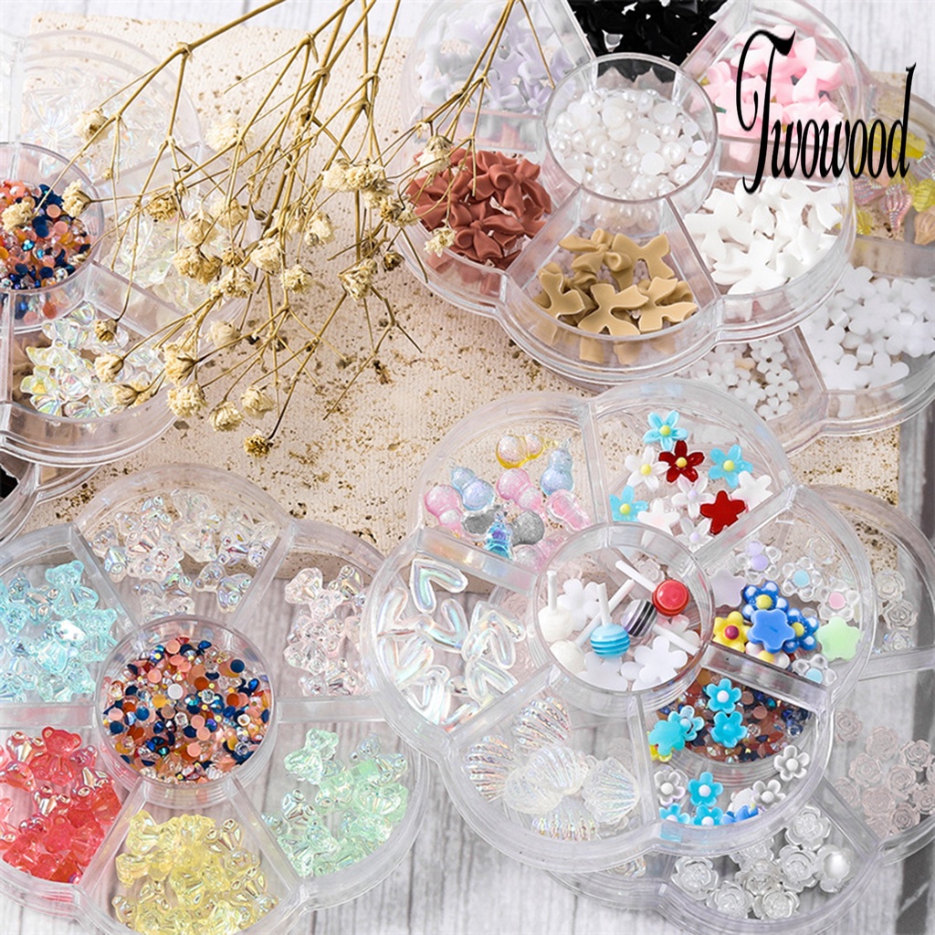 1 Kotak Ornamen Kuku Bentuk Kartun Beruang 3D Bahan Resin Untuk Nail Art