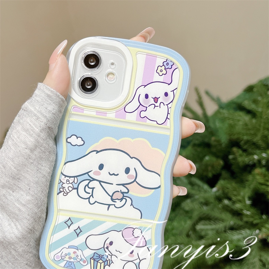 Redmi 12C A1 10C 10A 10 9 9A 9C 9T Note 11 Pro+ 11s 11 10s 10 9s 9 8 Pro Xiaomi Poco X4Pro X3 Pro X3NFC M4 F3 Mi 11 Lite 10TPro Cute White Rabbit Wavy Edge Phone Case TPU Soft Cover