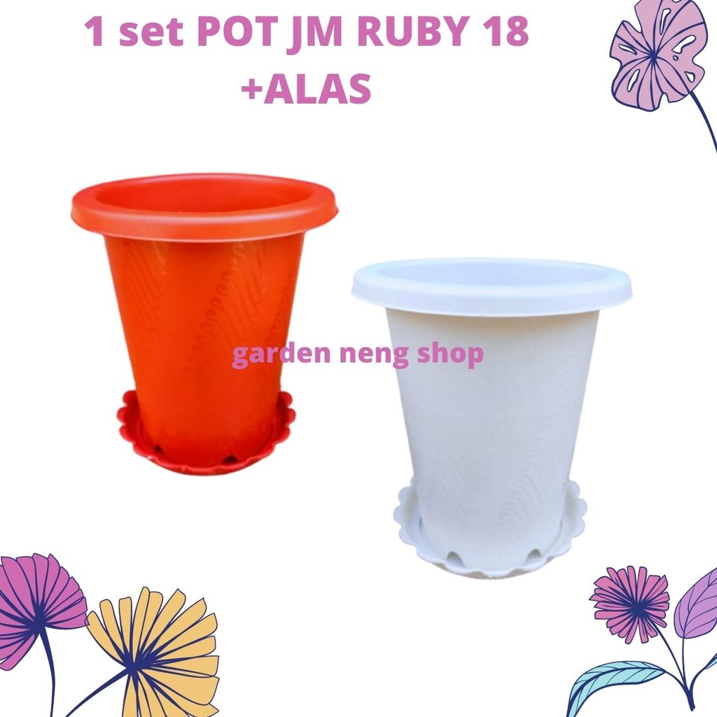 SEPAKET 1 SET POT JM RUBY ASTOR BATIK 18 +Alas Tatakan tawon 20- pot bunga tinggi mirip yogap 18 mur