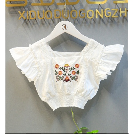 SETELAN ANAK CEWEK IMPORT / JEANS BAJU CELANA MOTIF BUNGA CROP BUNGA JEANS