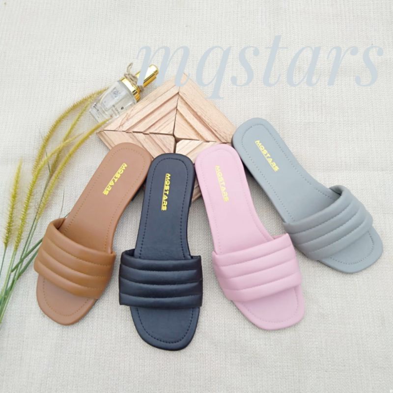 mqstars Sandal Flat WanitaTeplek Sendal Slop Empuk Gemoy Terbaru