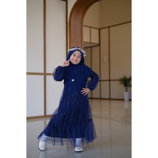 Gamis Elsa Plus Kerudung Gamis Anak Tile Dot Gamis Anak Tutu Gamis Anak Neeca Kiddos Size 2,4,6,8,10 Y