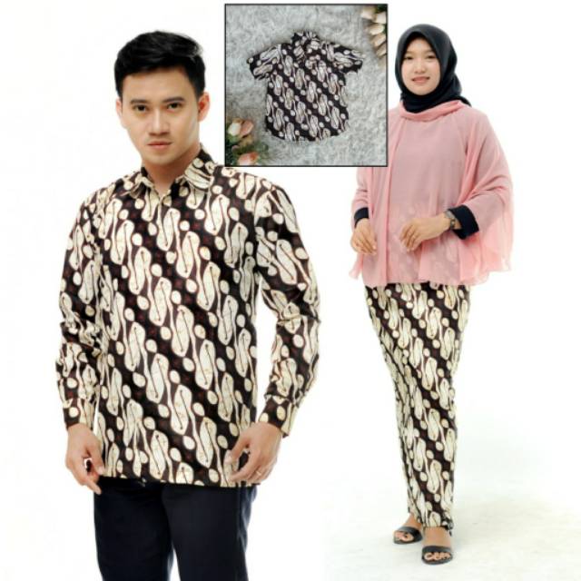 Couple Kemeja Batik Lengan Panjang dan Rok Batik Model Span
