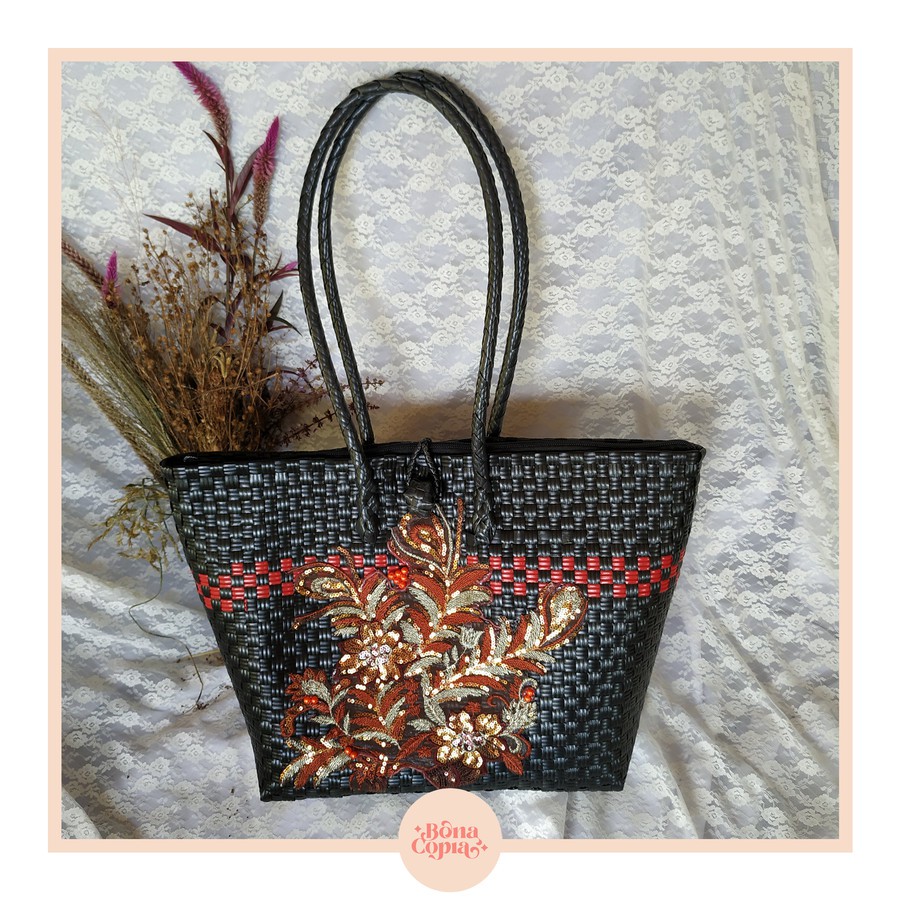 TAS ANYAMAN JALI JALI PREMIUM SIZE L (TALI PANJANG) -BONACOPIA