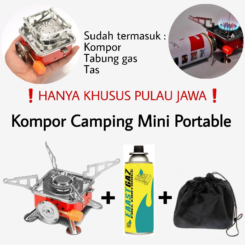 [Khusus Pulau Jawa] Kompor Camping Portable Murah (Kompor + Tabung Gas + Tas) / Kompor Gas Mini Portable / Kompor Portable Murah / Kompor Mini / Kompor Kamping Mini / Kompor Gunung Murah / Mini Portable Stove / Kompor Segi Empat Mini / Kompor Persegi Mini