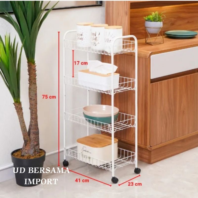 Krishome Rak Troli Serbaguna 4 Susun Storage Trolley