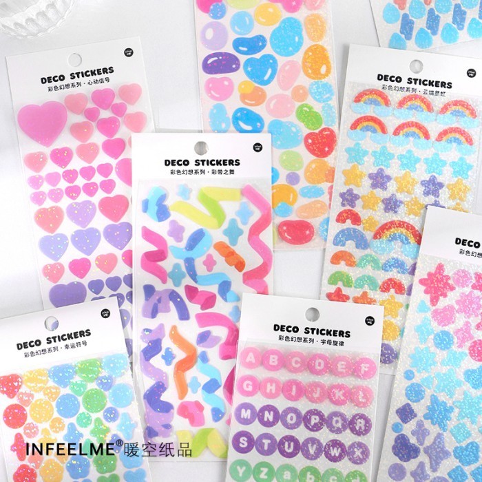 

Sticker Decoratif Colorfull Glitter Stiker Label Warna Warni DIY Diary Jurnal Scrapbook Planner