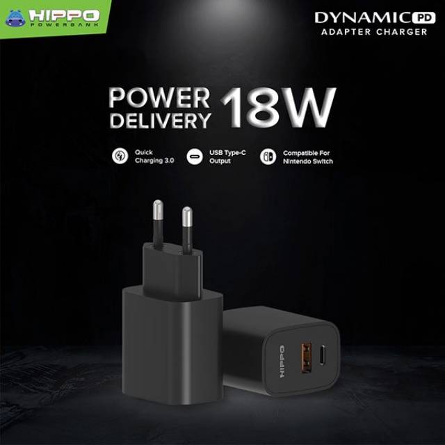 Adaptor adapter batok charger hippo dinamic pd 18w fast charging grs 3tahun