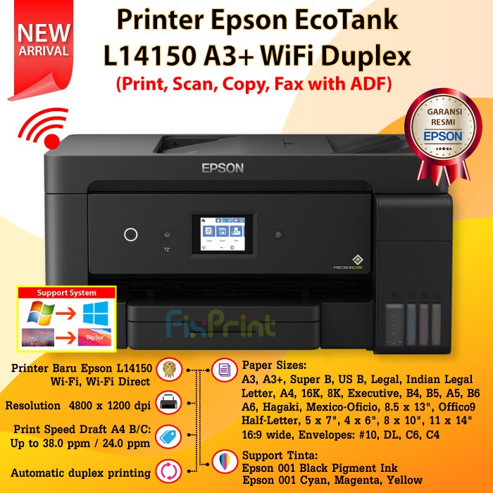 Printer Epson EcoTank L14150 A3+ Wi-Fi Duplex Wide-Format All-In-One Ink Tank New
