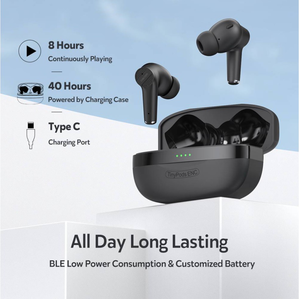 DACOM TinyPods ENC - TWS Bluetooth Earphone - ENC Technology - Earphone dengan ENC Active dari DACOM