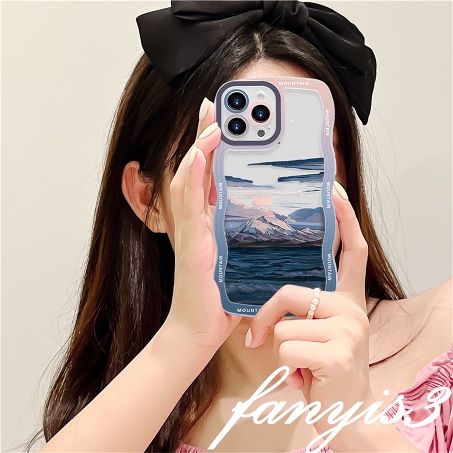 Redmi 12C A1 10C 10A 10 9 9A 9C 9T Note 11 Pro+ 11s 11 10s 10 9s 9 8 Pro Xiaomi Poco X4Pro X3 Pro X3NFC M4 Mi 11 Lite 10TPro River Mountains Wavy Edge Phone Case TPU Soft Protective Cover