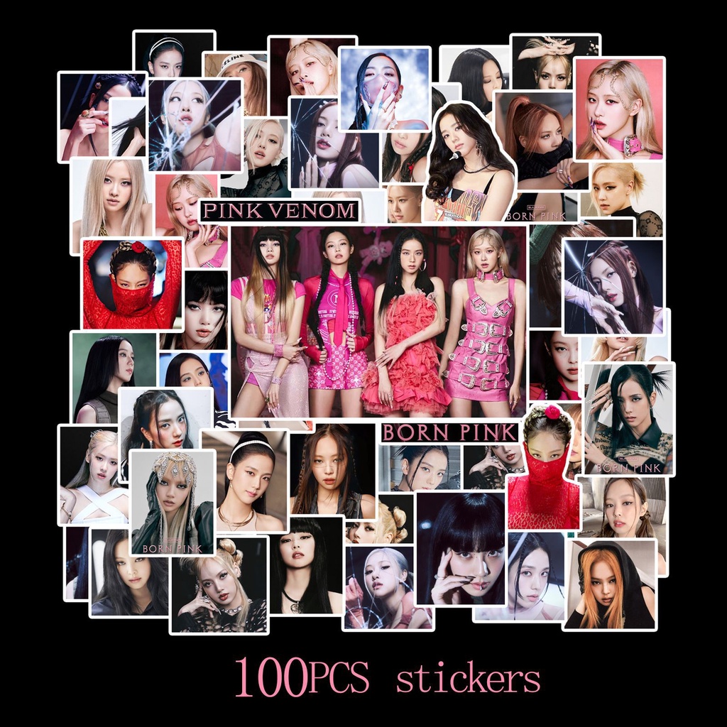 100PCS/Set BLACKPINK BORN PINK Album Sticker LISA/ROSE/JISOO/JENNIE PINK VENOM Sticker KPOP Idol Sticker Collection