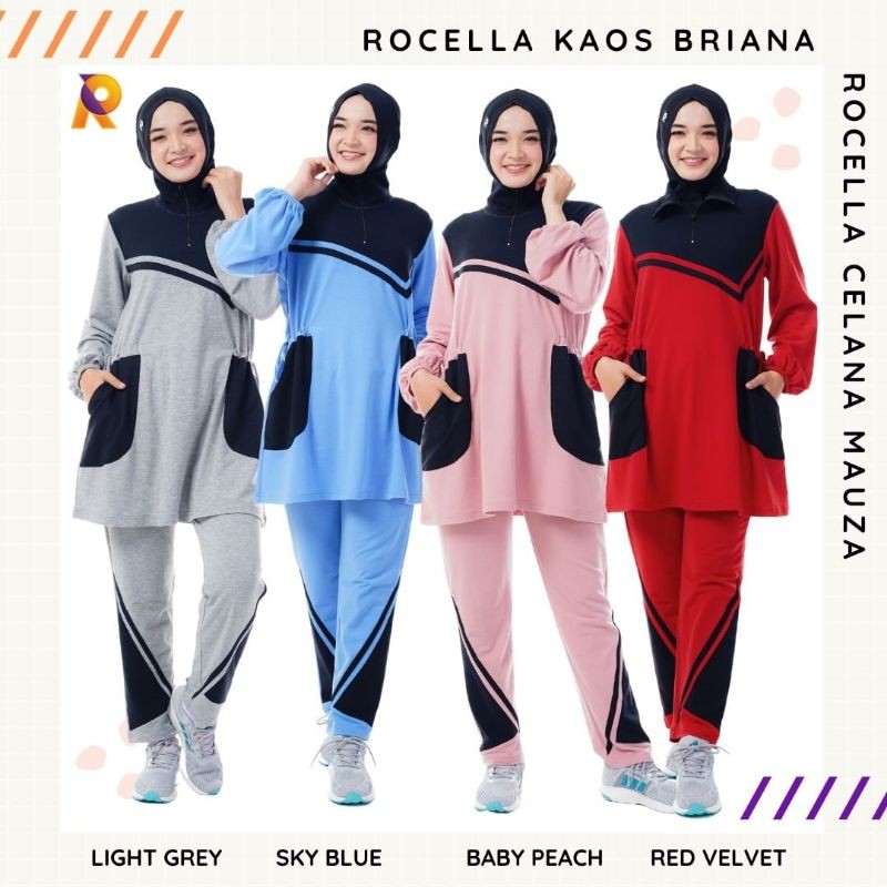 Kaos Baju Setelan Trening Training Olahraga Wanita Panjang Muslim Muslimah Briana Mauza