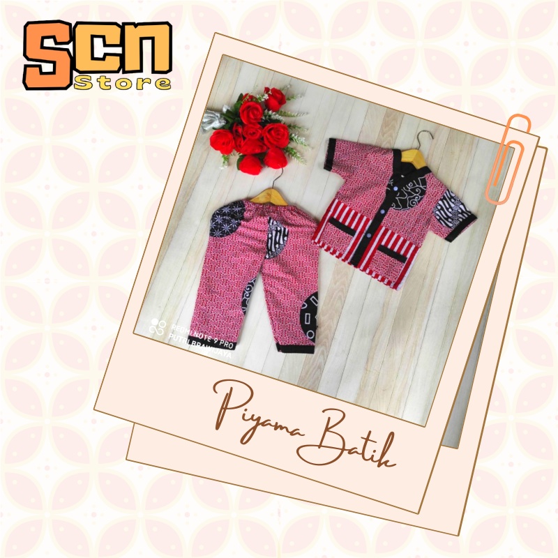 SCN STORE Baju Tidur Anak Batik Unisex Usia 6 Bulan-7 Tahun