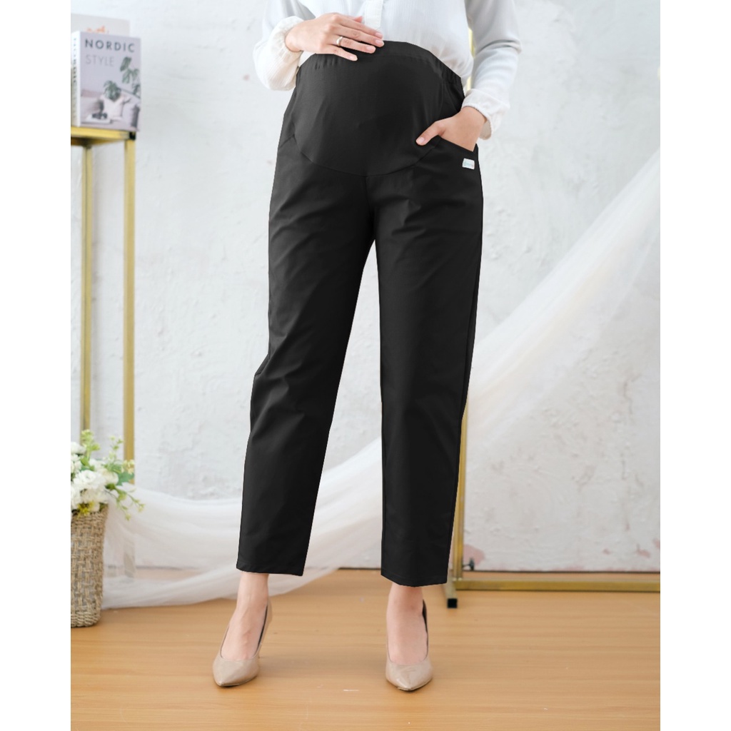 Momiasi - Celana Hamil Kerja Kantor Jumbo Wanita Maternity Pants Office Fashion Wanita Bumil Kekinian Premium
