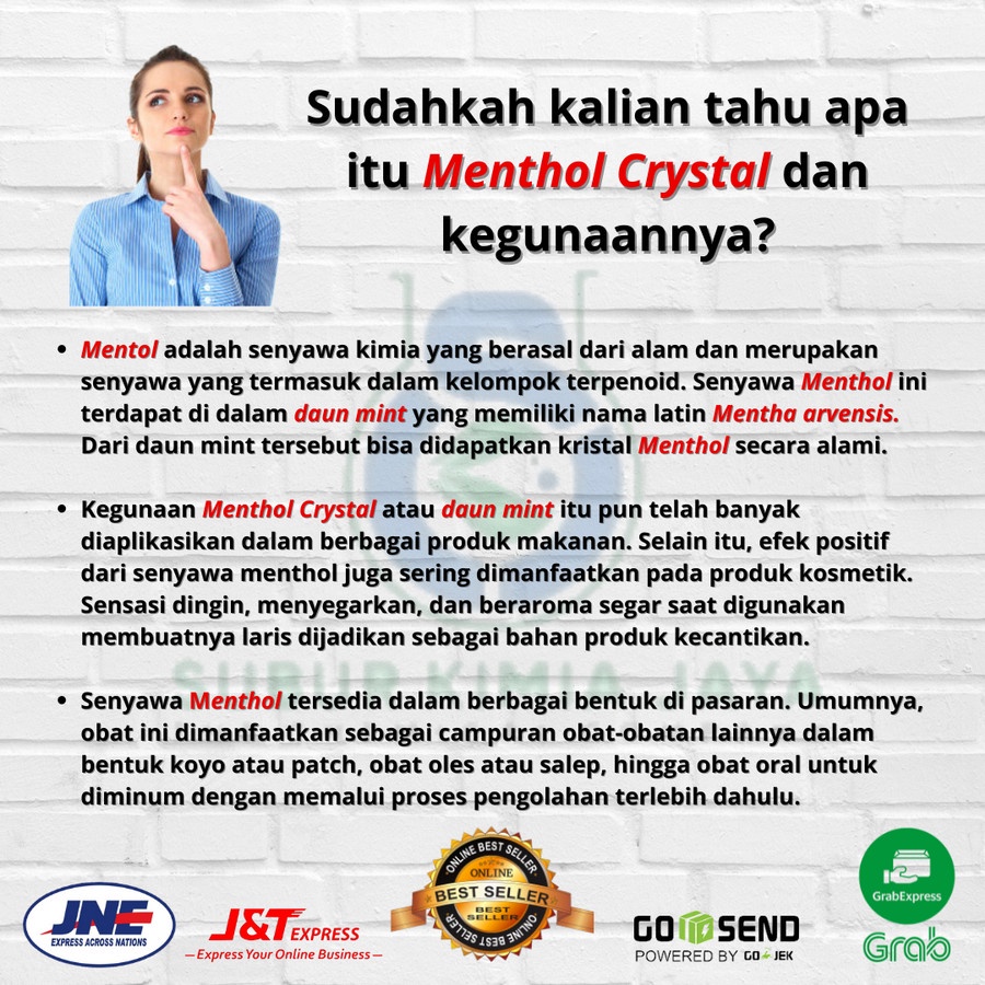 MENTHOL CRYSTAL / Mentol Kristal Food Grade 1KG