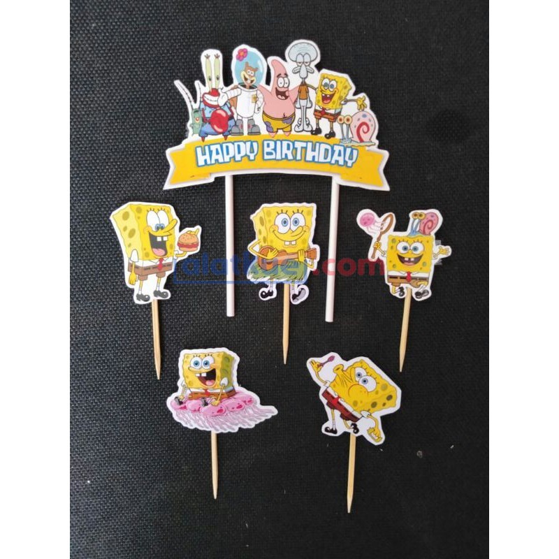 Cake Topper Kertas Happy Birthday Spongebob