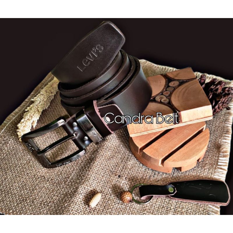 sabuk kulit selapis / sabuk kulit pria / ikat pinggang kulit asli