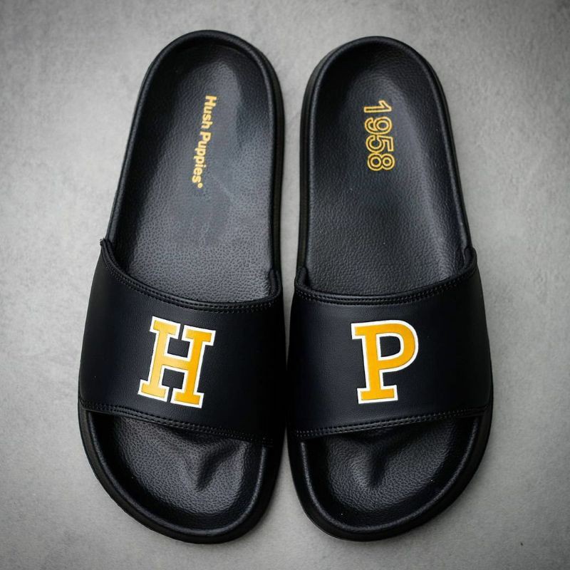 Best Seller Sandal Hush Puppies Slide Black Big Logo