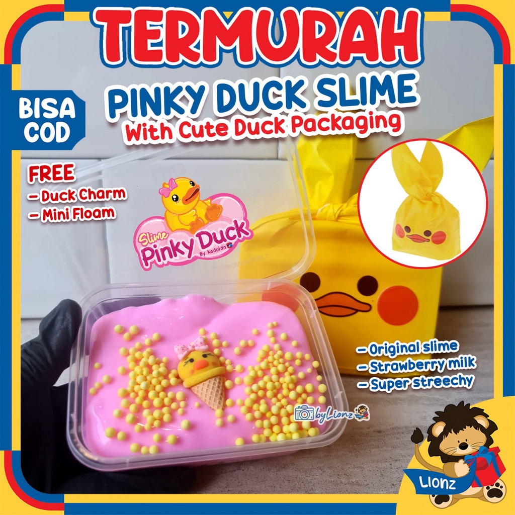 Slime pinky duck / slime bebek / slime original dengan packing bebek unik by kado.idn