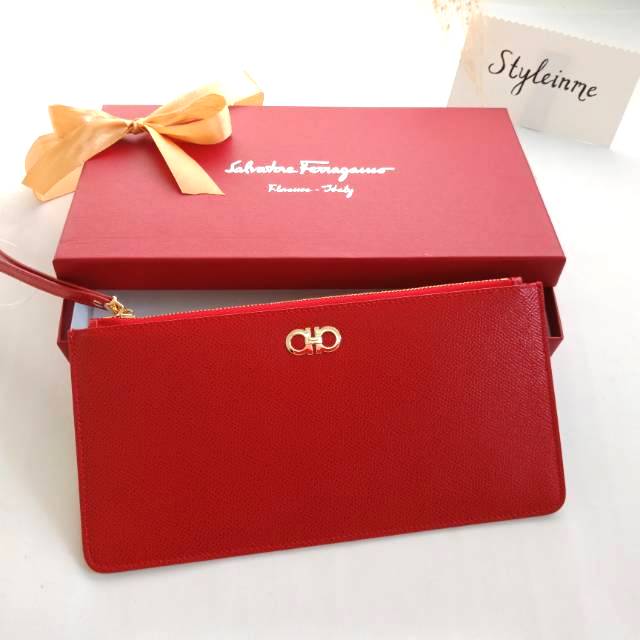 Salvatore Ferragamo Authentic Pouch Wristlet Clutch Original Wallet