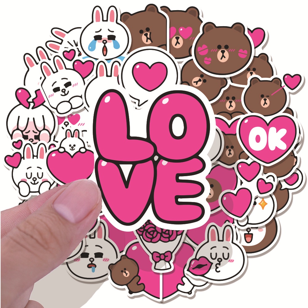 Jepang stiker beruang Hari Valentine kartun jurnal bahan cute bunny in cangkir air Jurnal stiker Xia